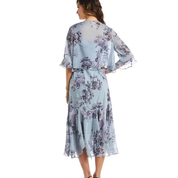 R&M Richards blue purple 2 piece long formal dress with jacket. Size 14. NWT. - Picture 12 of 16